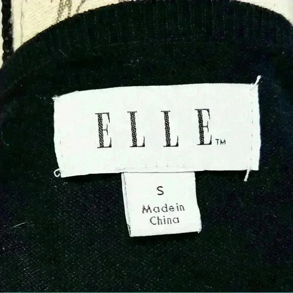 Elle Black Long Sleeve Sweater Sz S Pearl Bow Detail Pullover - Picture 11 of 13